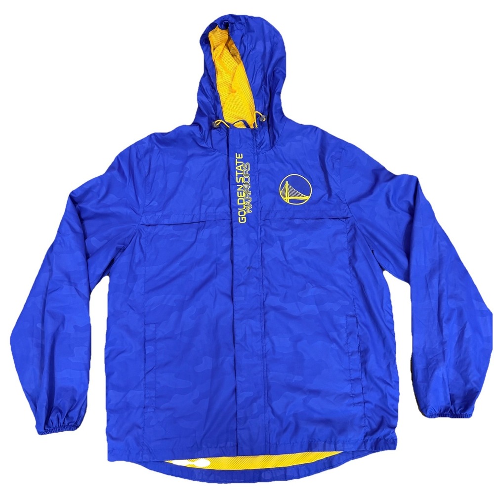 Golden‎ State Warriors Unisex Blue Yellow Zip Hoodie  Lightweight Jacket Size L